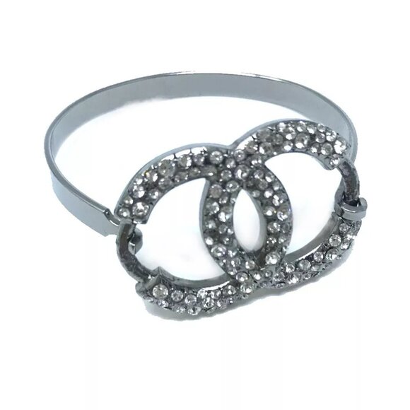 CHANEL Accessories CC Mark CC Rhinestone 04A Bracelet Metal / Rhinestone Silver - Picture 1 of 9